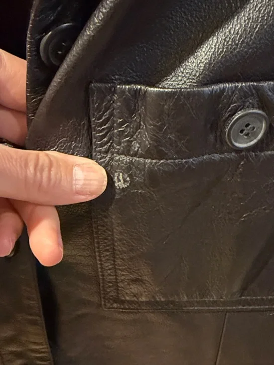 Classic Black Leather Button-Front Jacket - Picture 5 of 7